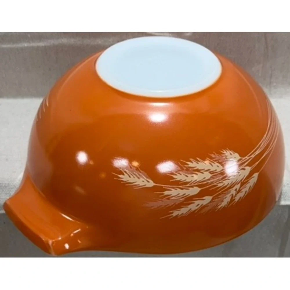 Vintage Pyrex Autumn Harvest Orange Wheat Cinderella Mixing Bowl 2.5 Qt 443